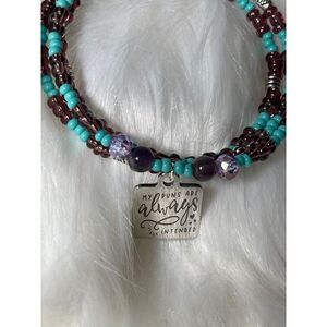 Handmade purple beaded wrap bracelet/ memory wire bracelet/ funny bracelet/ gift